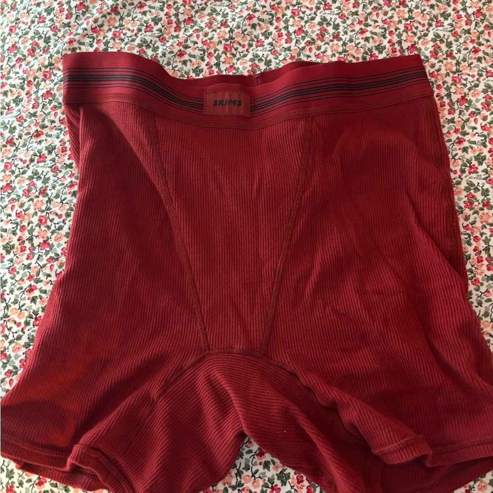 Skims Red Ribbed Boxer Briefs